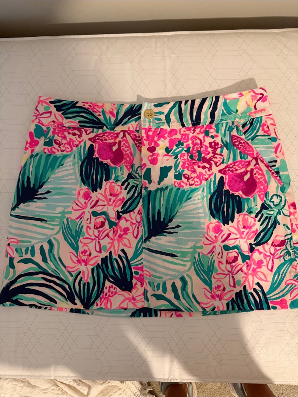 Lilly Pulitzer Floral Skirt with shorts liner in Pink & Teal - Picture 2 of 4